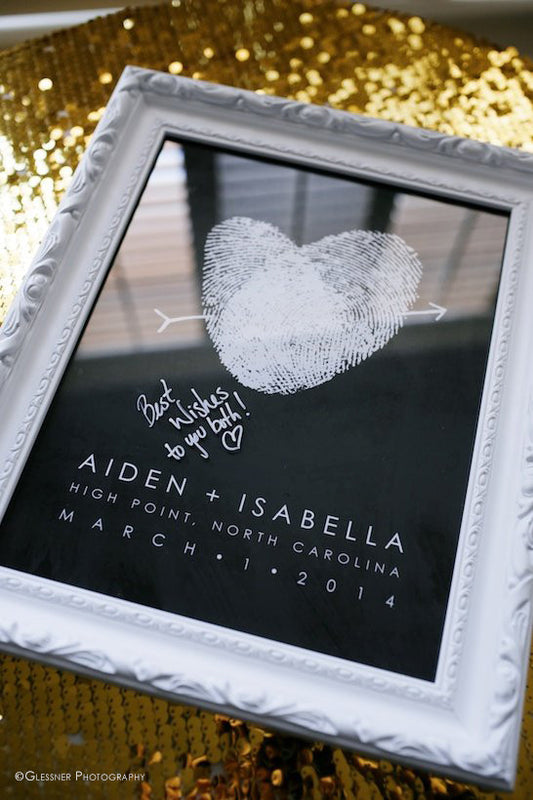Chalkboard Guest Book Alternative with white fingerprints