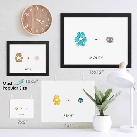 display of different frame and print sizes