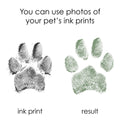 Pet print keepsake produced from inked paw print