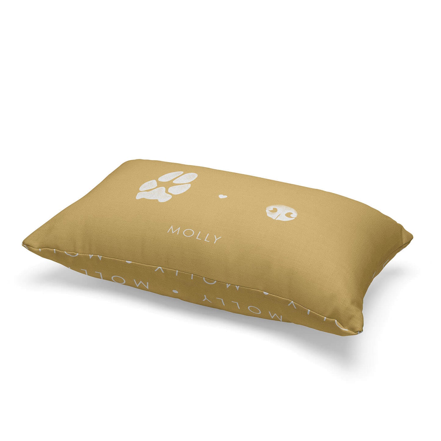 side view of pet paw and nose prints on front and pet name on back
