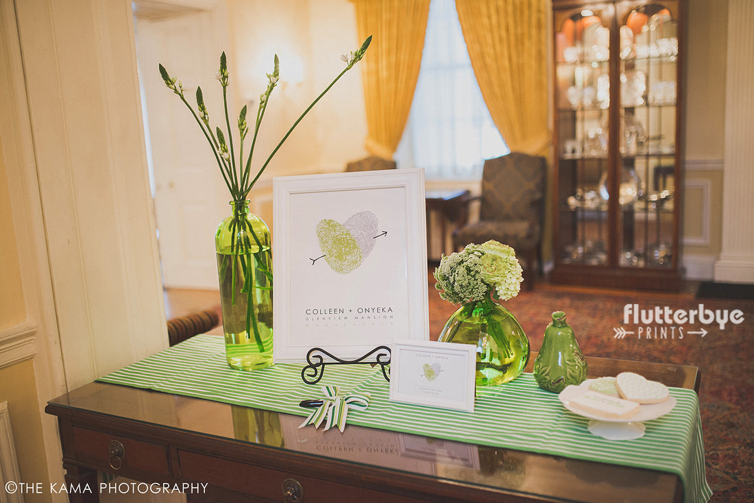 Wedding Guest book table inspiration lime green