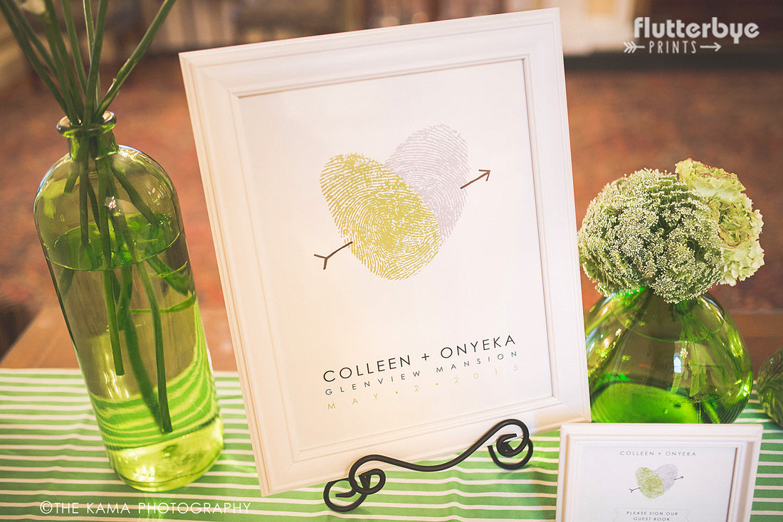 Spring green wedding inspiration fingerprint heart