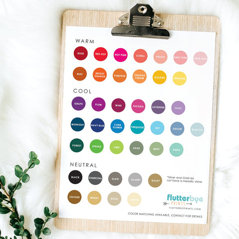 Color choices for Flutterbye Prints custom artwork