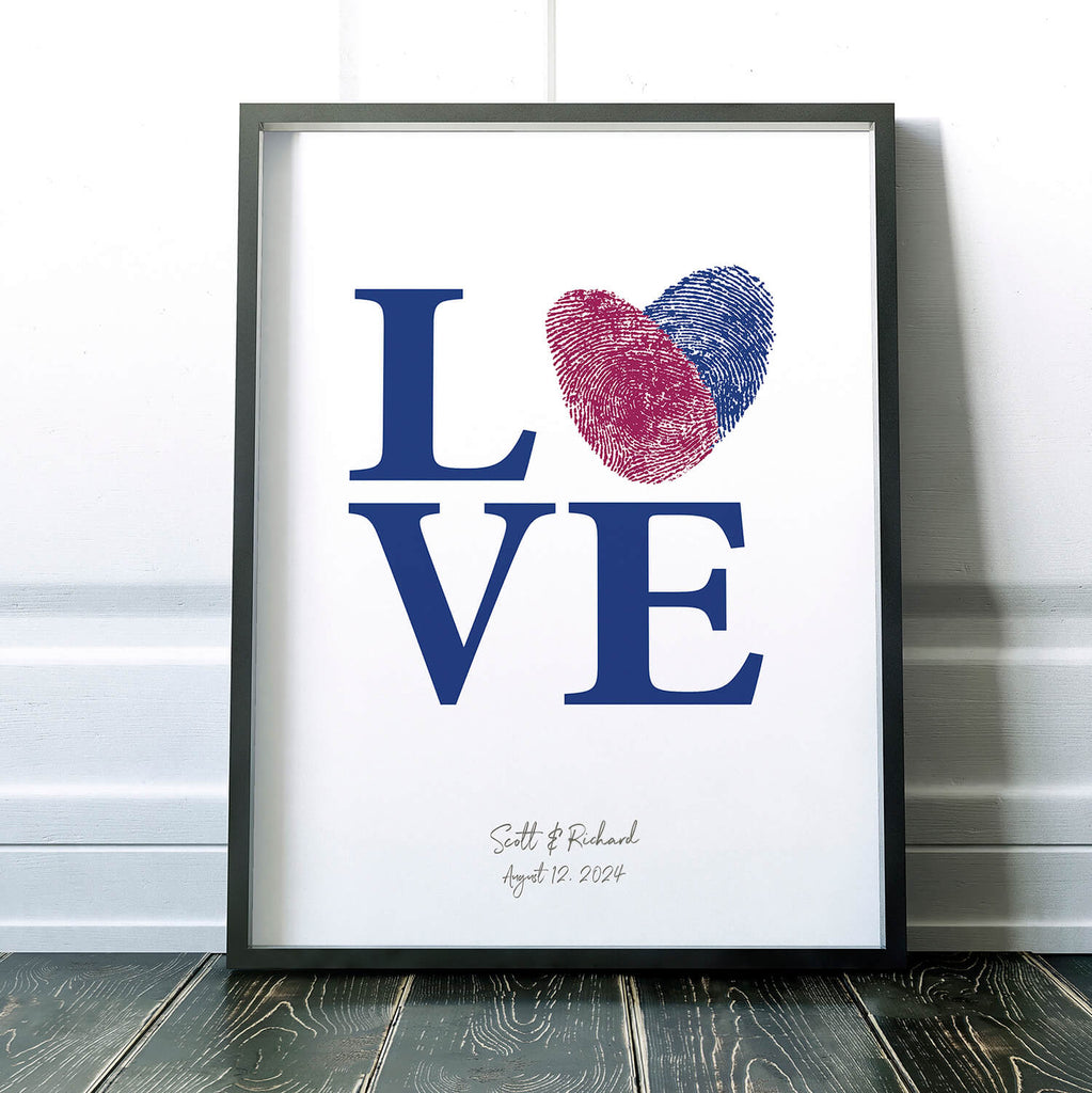 Fingerprint Alternative GuestBook Love Heart Unique Wedding Idea Gay Couple Keepsake Art