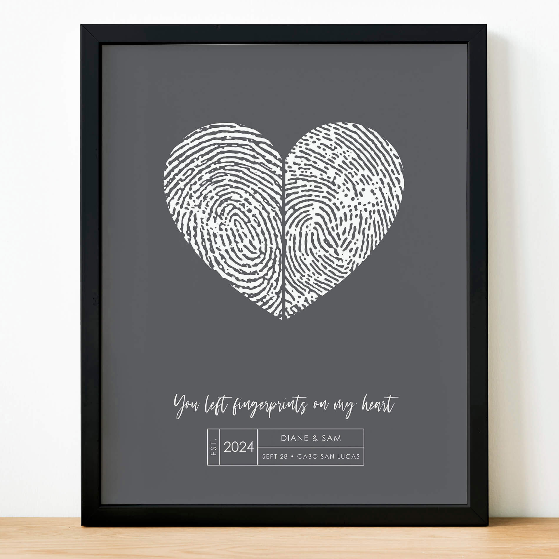 couples artwork gift thumbprint portrait personalized art for wedding guest book alternative charcoal