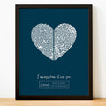 custom couples illustration fingerprint artwork modern color block in midnight blue