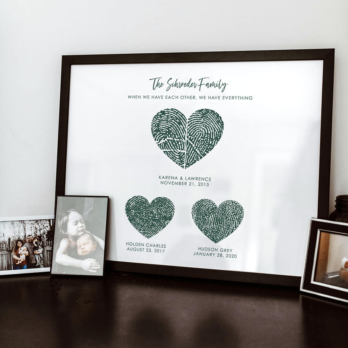 family keepsake fingerprint heart artwork