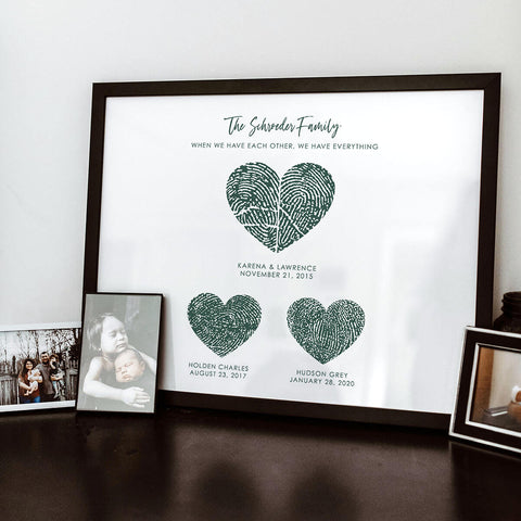 family keepsake fingerprint heart artwork