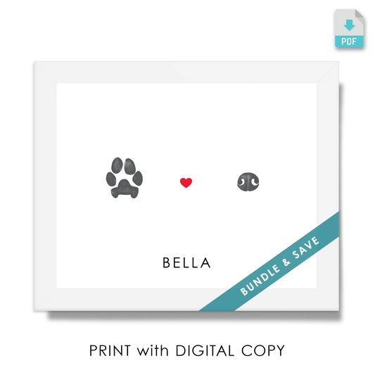 Pet print keepsake bundle deal with paw and nose printed artwork with digital file