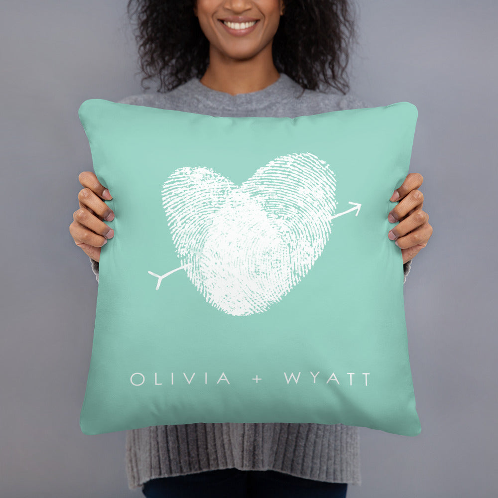 Personalized fingerprint pillow custom anniversary or wedding gift