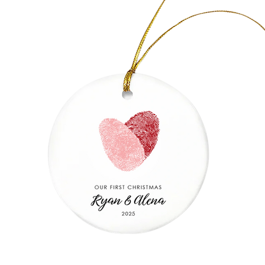 personalized couple's first christmas ornament newly weds holiday gift