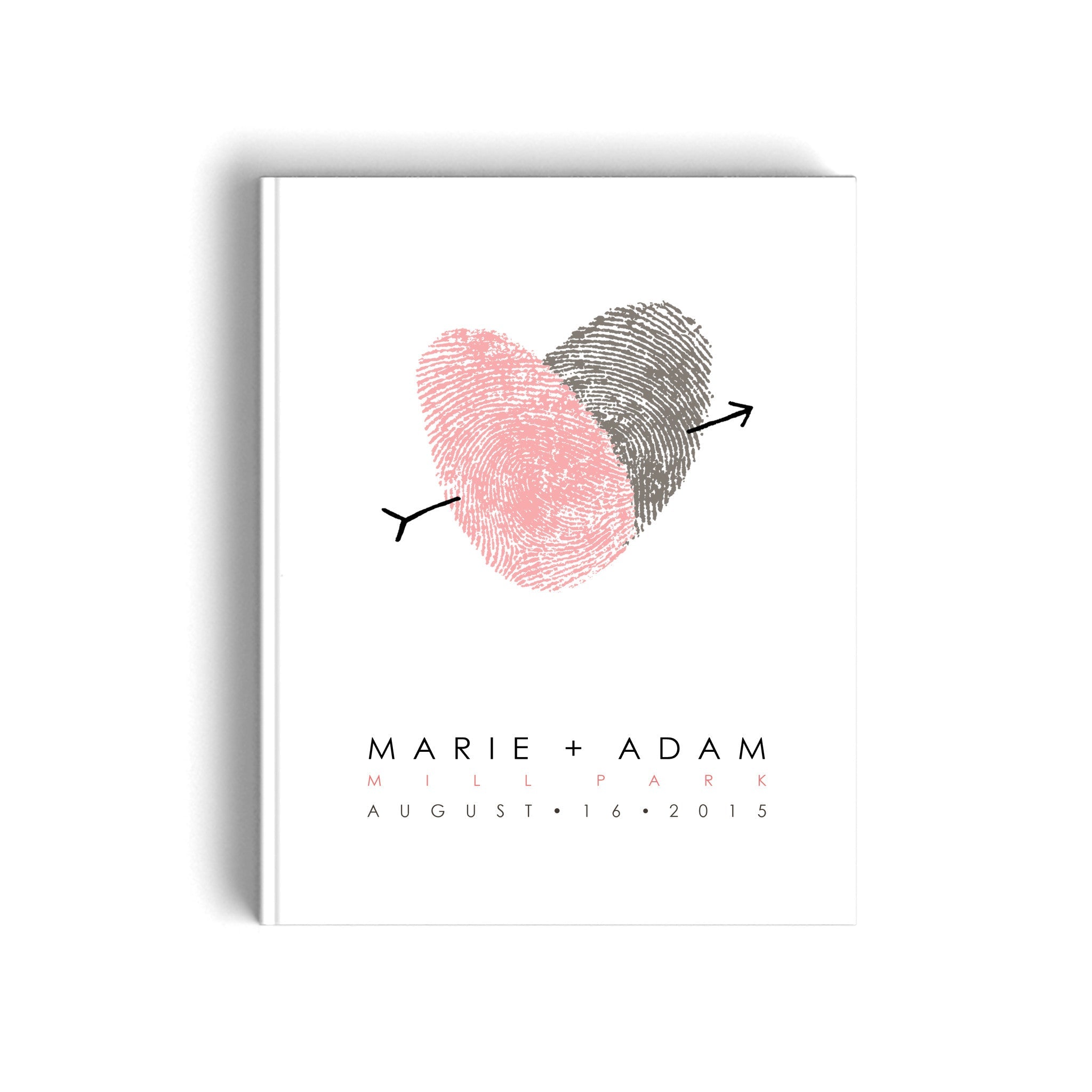Wedding Guest Book Fingerprint Heart Hard Cover Guestbook