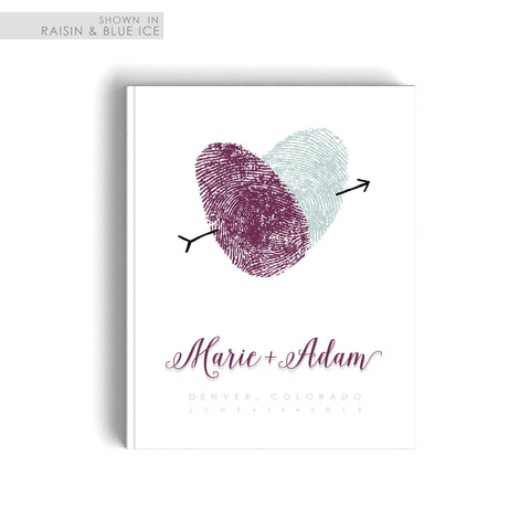 Traditional Wedding Guest Book Hard Cover Purple and Blue Wedding Theme