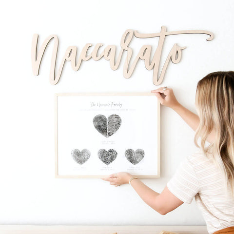 hanging familiy fingerprint heart keepsake illustration