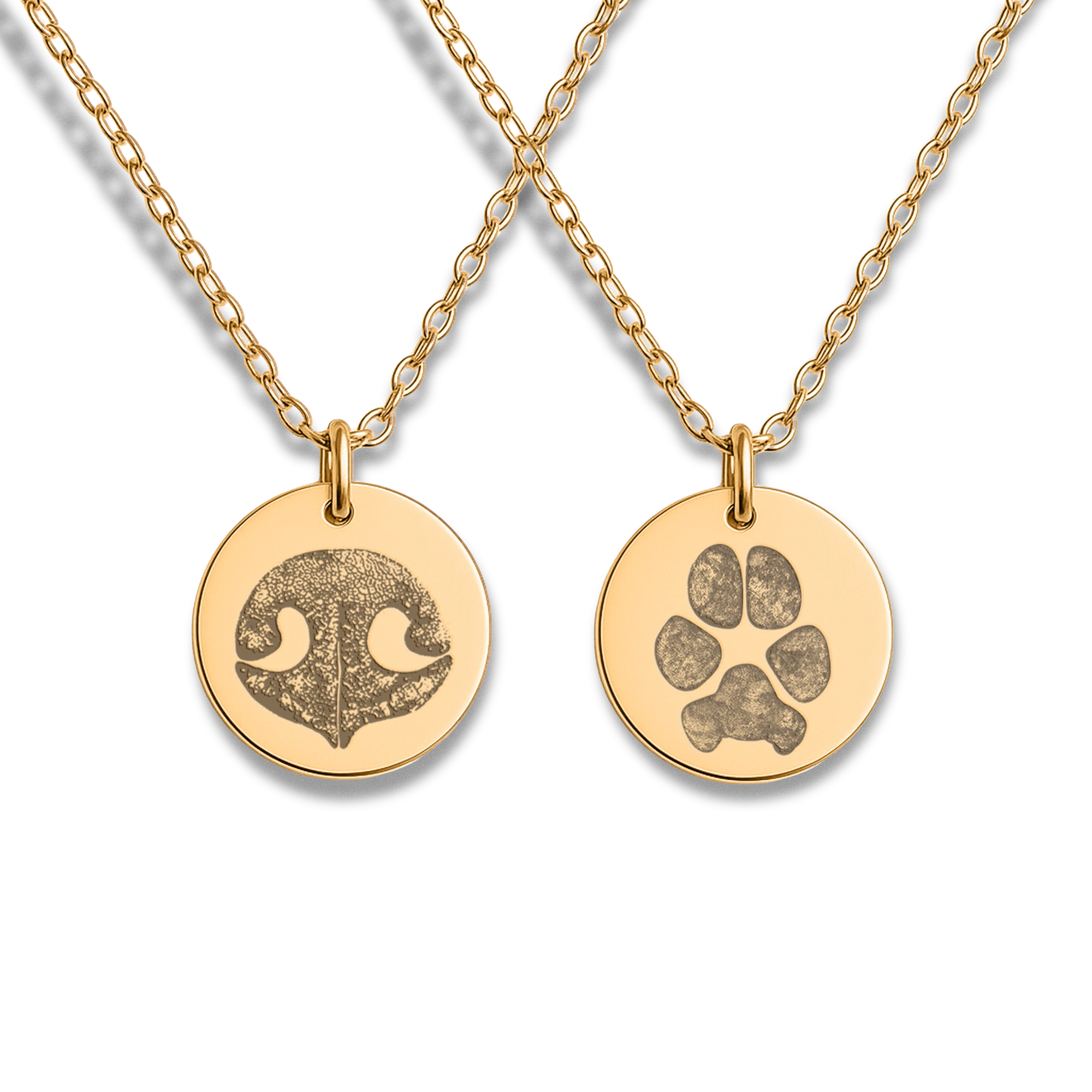 Pet Paw & Nose Print Coin Necklace