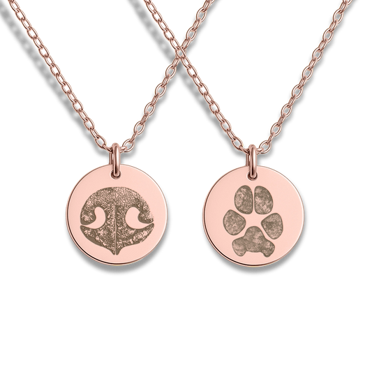 Pet Paw & Nose Print Coin Necklace