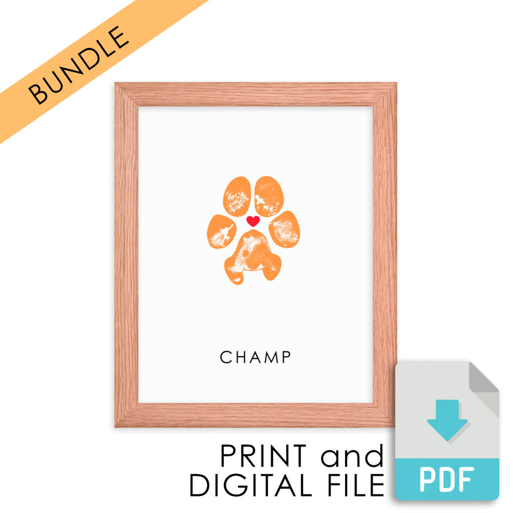 pet paw print keepsake bundle with digital file 