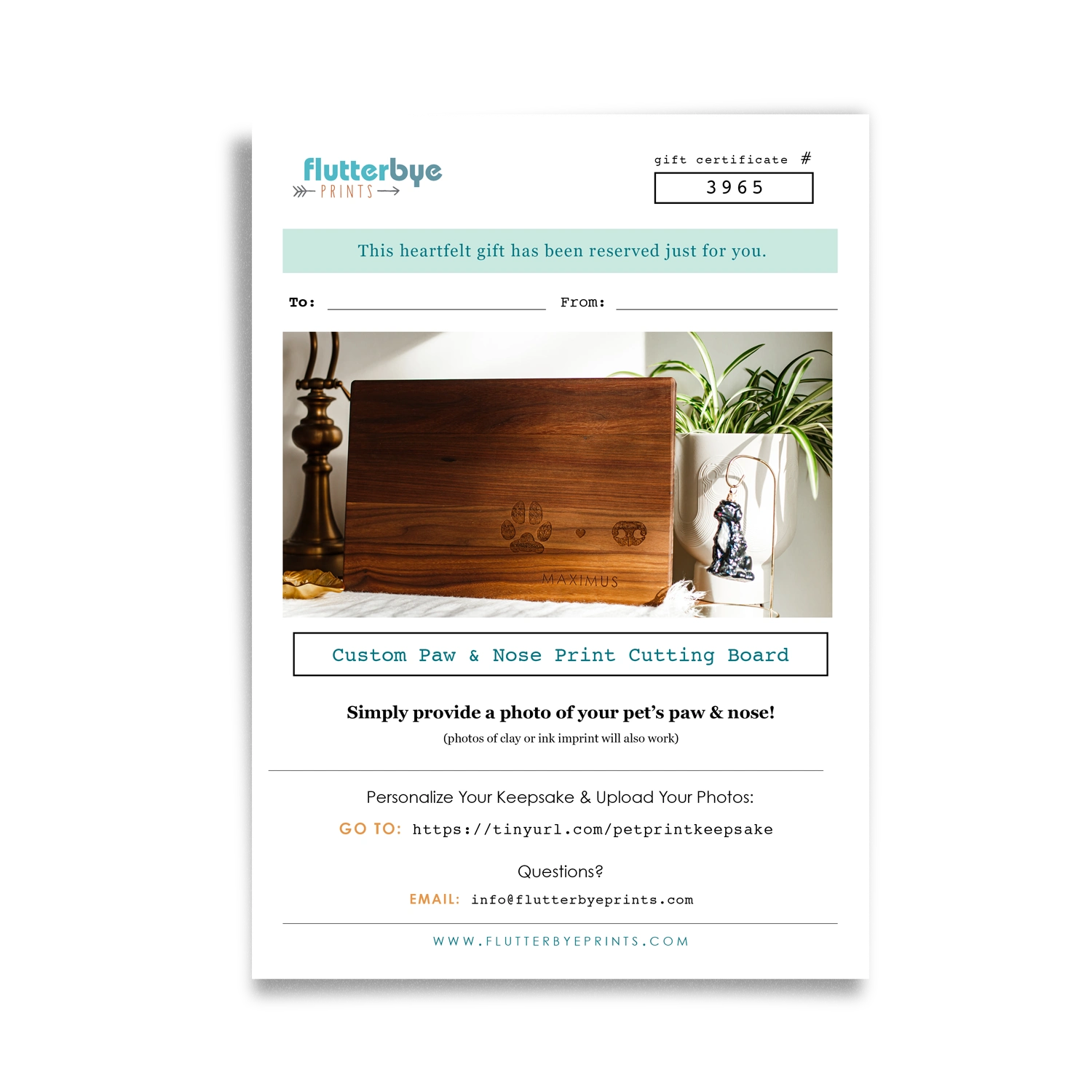 Pet Print Keepsake Gift Certificate