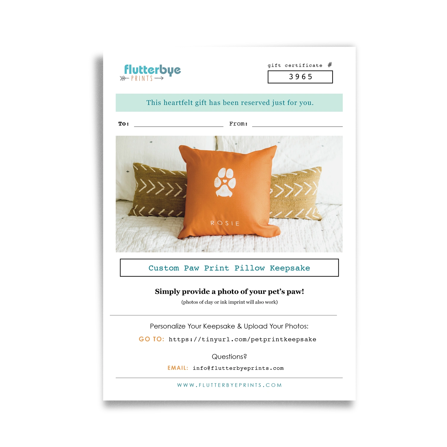 Pet Print Keepsake Gift Certificate