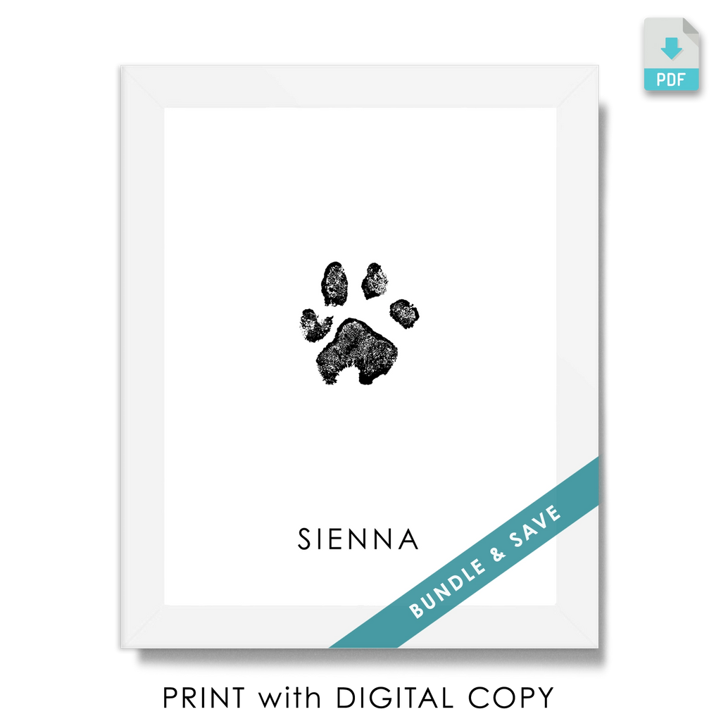 pet paw print keepsake bundle with digital copy of printed dog or cat paw print art 