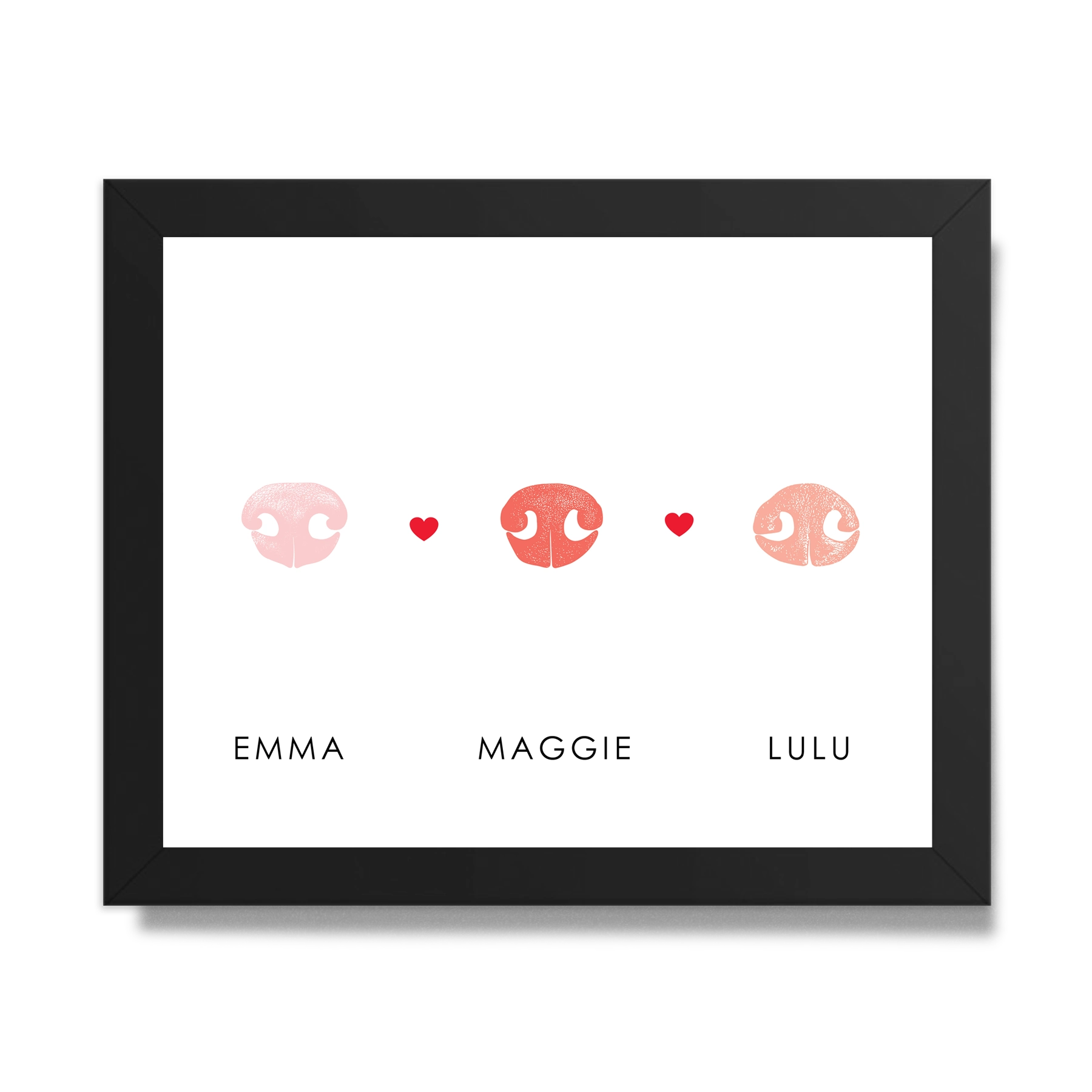 Pet Nose Impression 'Kit' for Multiple Pets result with prints in black frame