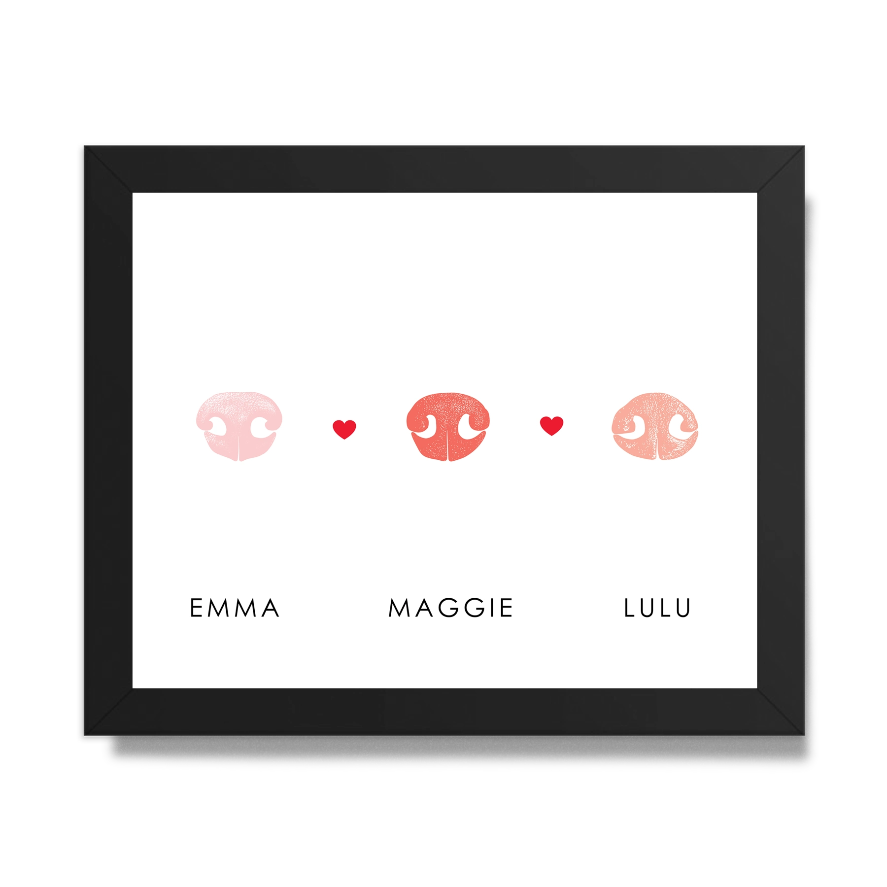 Pet Nose Impression 'Kit' for Multiple Pets result with prints in black frame