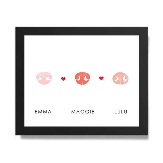 Pet Nose Impression 'Kit' for Multiple Pets result with prints in black frame
