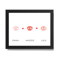 Pet Nose Impression 'Kit' for Multiple Pets result with prints in black frame