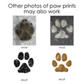 examples of snow and mud paw prints used to capture pet's paw print for keepsake