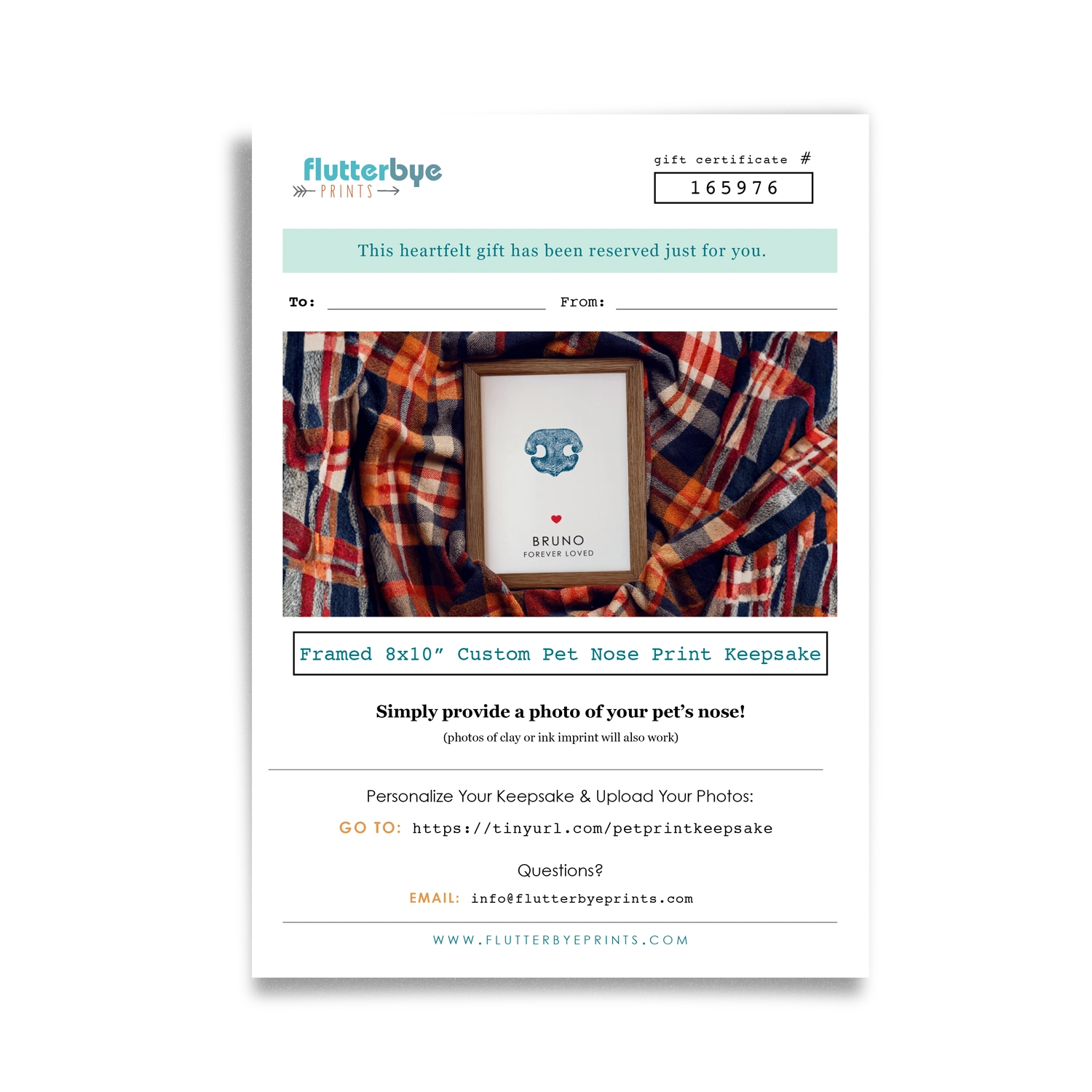 Pet Print Keepsake Gift Certificate