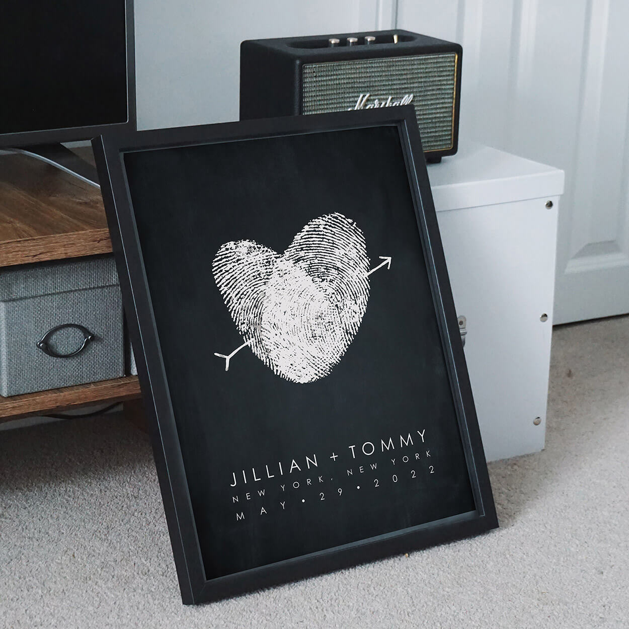 chalkboard style fingerprint couples artwork
