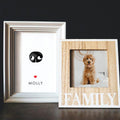 photo of doodle dog in family frame next to framed dog nose print memorial pet loss gift idea