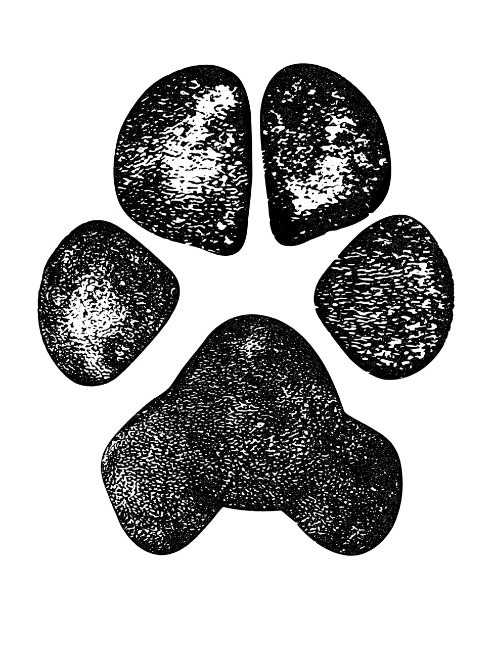 Result of paw print made from photo. Black dog paw print with lots of detail.