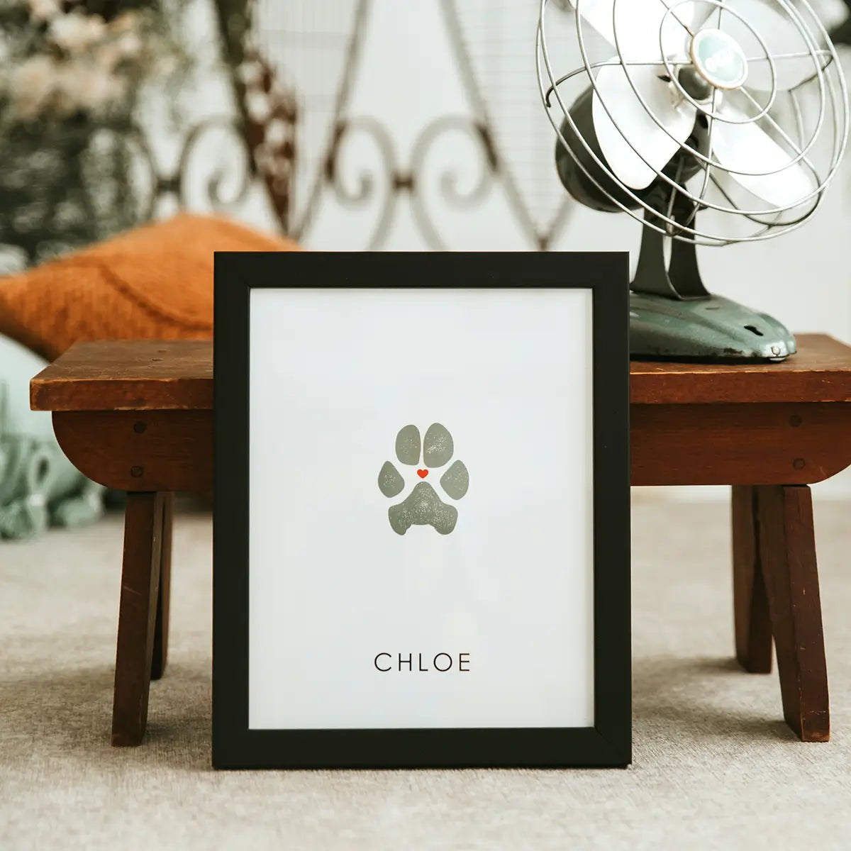 dog paw print memorial pet loss gift in black frame