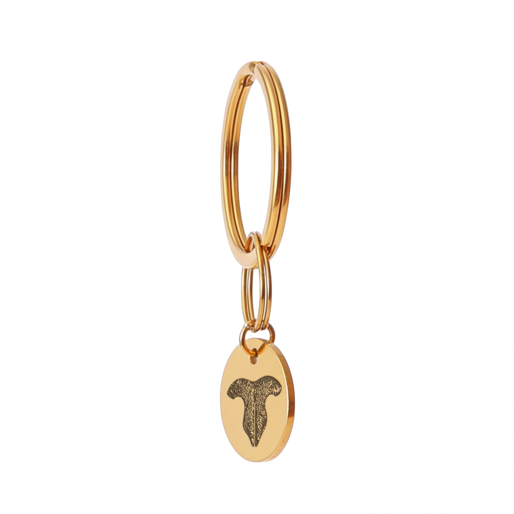 Gold keychain with engraved cat nose print