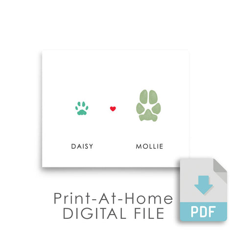 green dog paw print and teal cat paw print digital file download