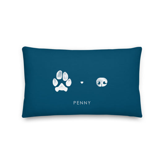 custom pet paw with nose print 20 by 12 inch throw pillow