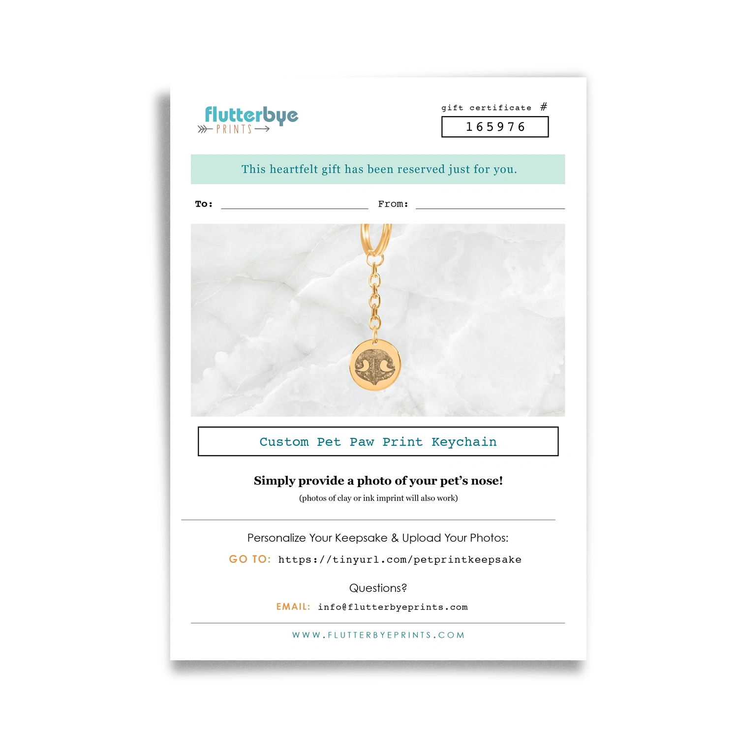 Pet Print Keepsake Gift Certificate