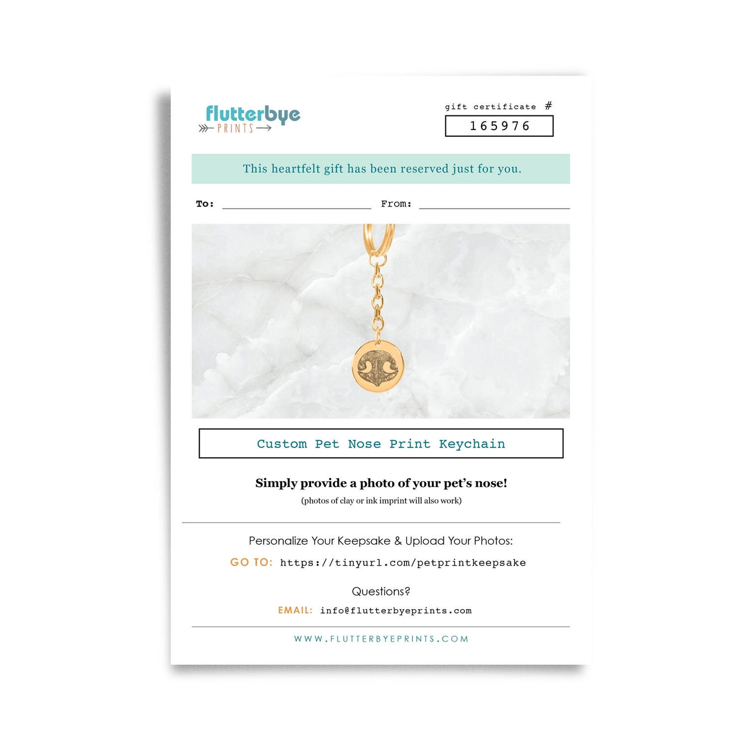 Pet Print Keepsake Gift Certificate