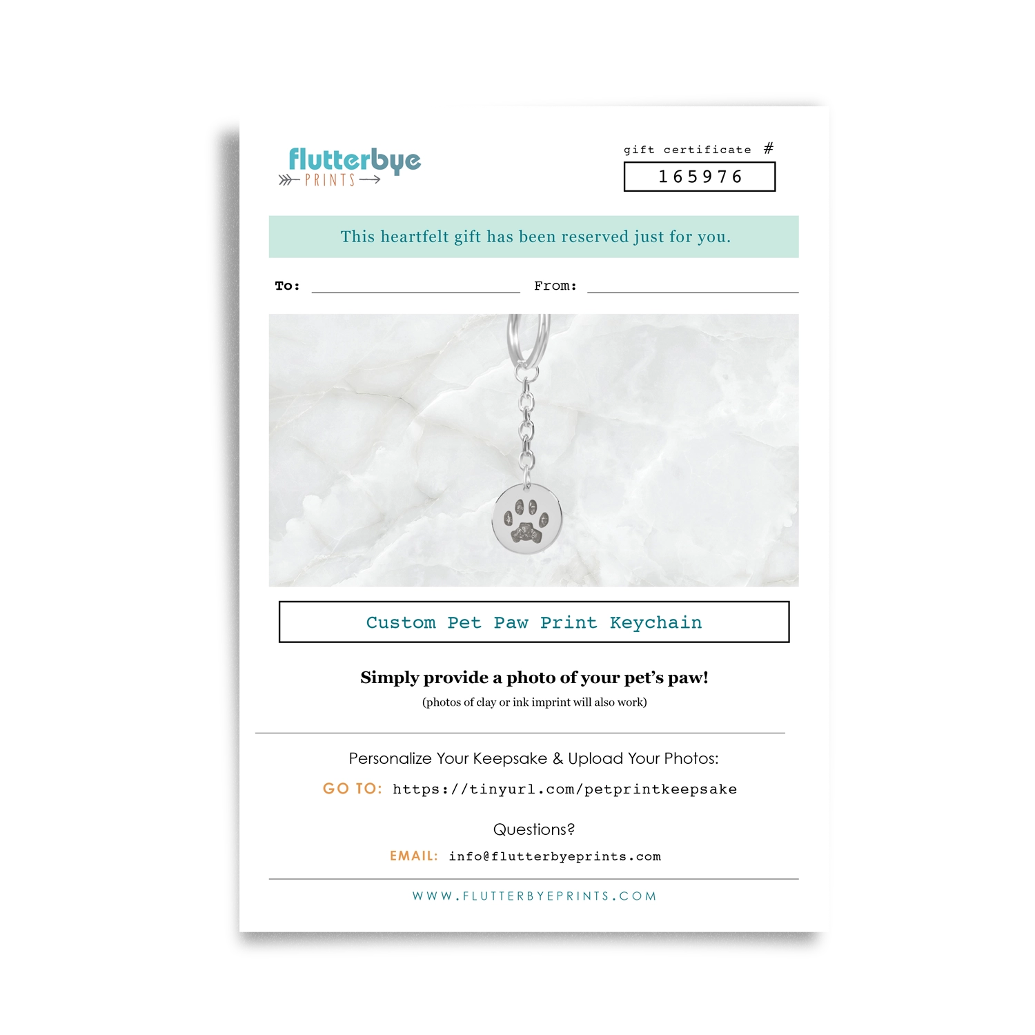 Pet Print Keepsake Gift Certificate