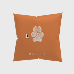 3D view of dog paw print custom pillow