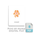 digital copy of paw print to use as tattoo or print for gift