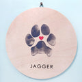 grey dog paw printed on wooden sign for custom dog remembrance gift