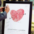 Man signing wedding guest book alternative poster with fingerprint heart