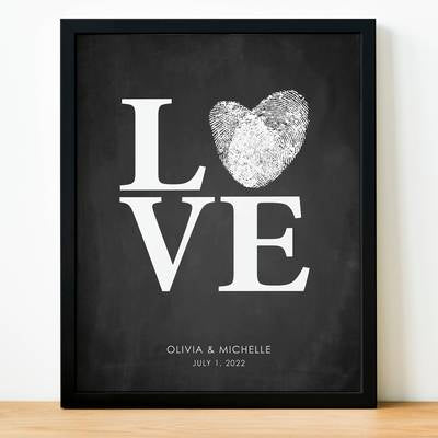 Fingerprint Wedding Guest Book Alternative ::: LOVE Chalkboard