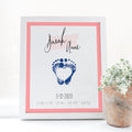 Baby Girl Nursery Personalized Baby Footprint Brith Stats name poster with heart 