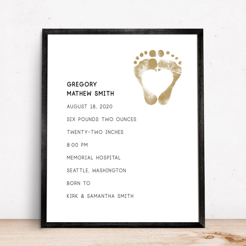 newborn baby footprint keepsake for modern nursery decor