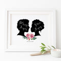 Vintage Classic Black silhouette wedding guest book poster with rose bouquet personalized 