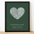fingerprint artwork for couples personalized couple gift illustrated thumbprints deep forest green