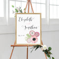 Wedding Welcome Sign Floral Pink Wedding Poppy Bouquet Wedding Signage